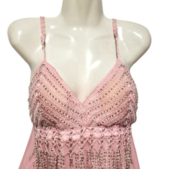 Pink Belly Dance Top Sequin Adjustable Strap Tank Top Spaghetti Strap Top Tunic - Picture 4 of 10